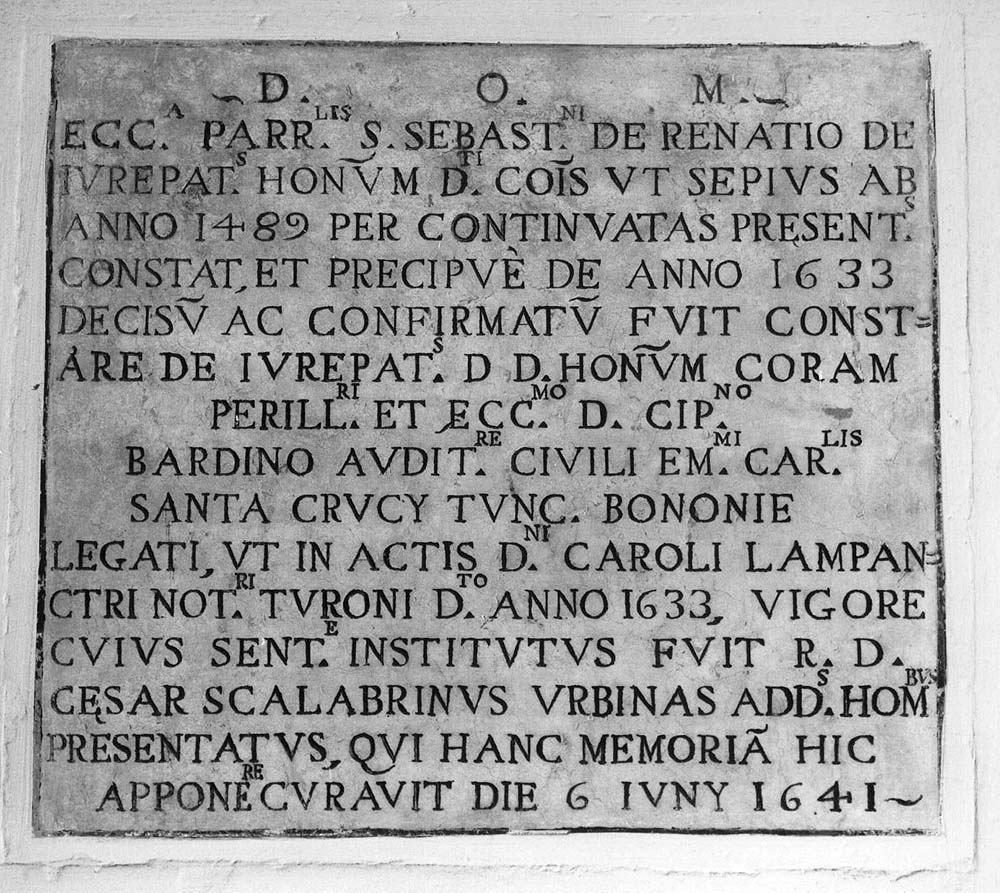 lapide commemorativa - manifattura emiliana (sec. XVII)