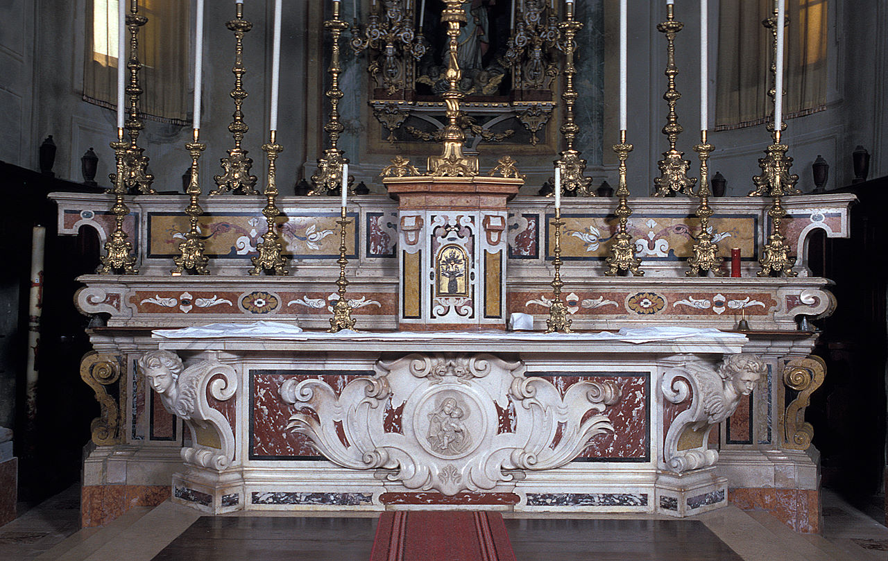 Madonna con Bambino (altare maggiore, opera isolata) - manifattura ferrarese (prima metà sec. XVIII)