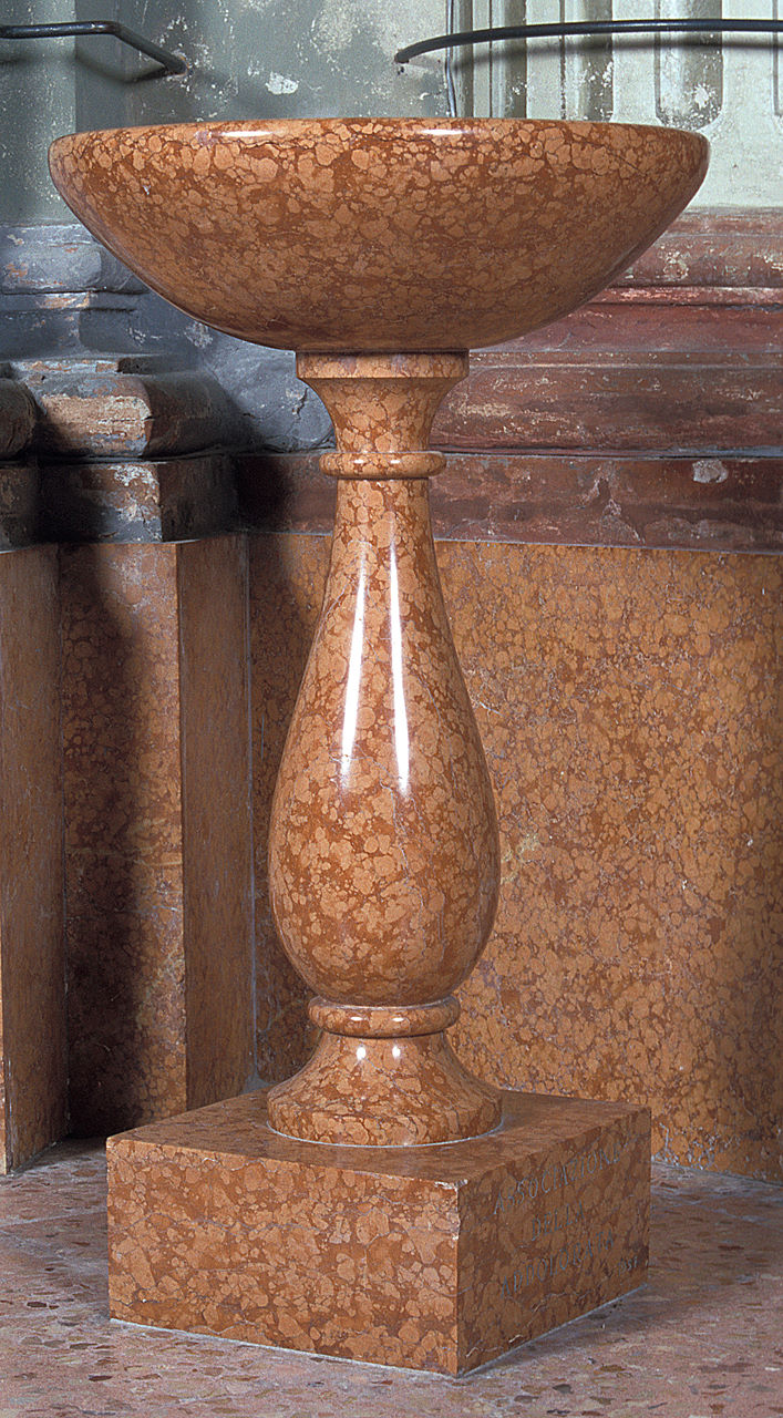 acquasantiera - a fusto, serie - manifattura ferrarese (sec. XIX)