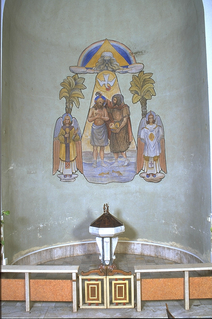 battesimo di Cristo (dipinto, opera isolata) - ambito ferrarese (sec. XX)