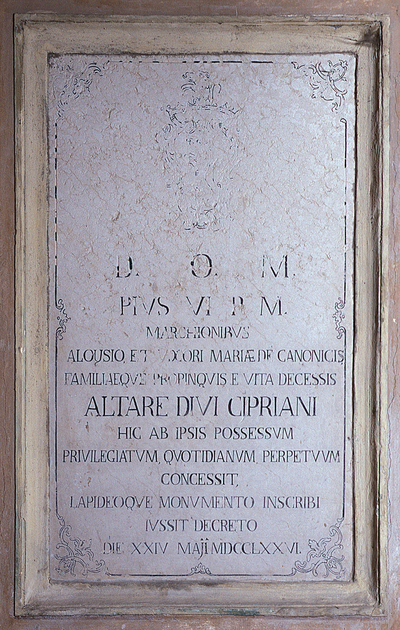 lapide, opera isolata - manifattura ferrarese (ultimo quarto sec. XVIII)