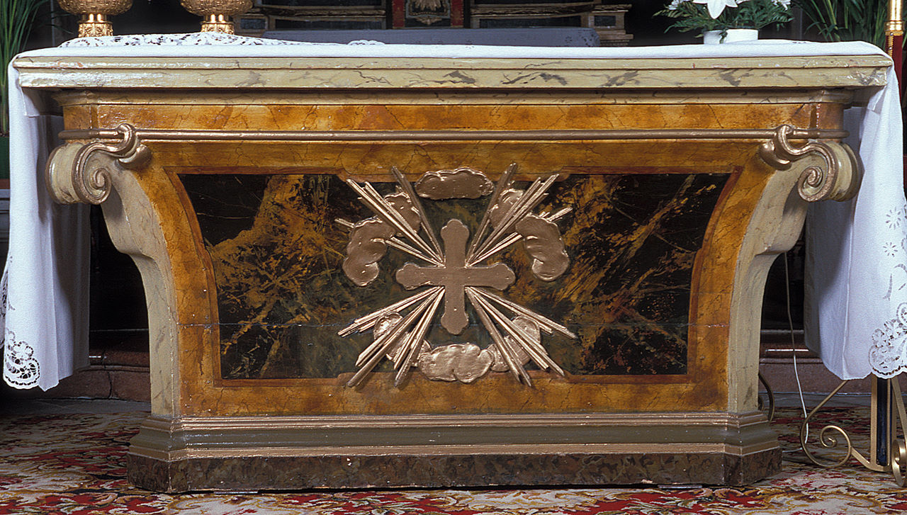 mensa d'altare, opera isolata - manifattura ferrarese (seconda metà sec. XVIII)