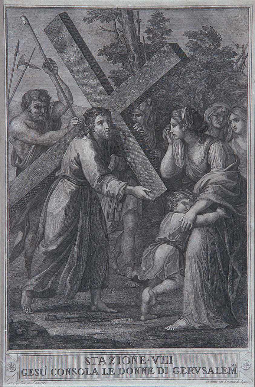 stazione VIII: Gesù consola le donne di Gerusalemme (stampa, elemento d'insieme) di Capellan Antonio (ultimo quarto sec. XVIII)