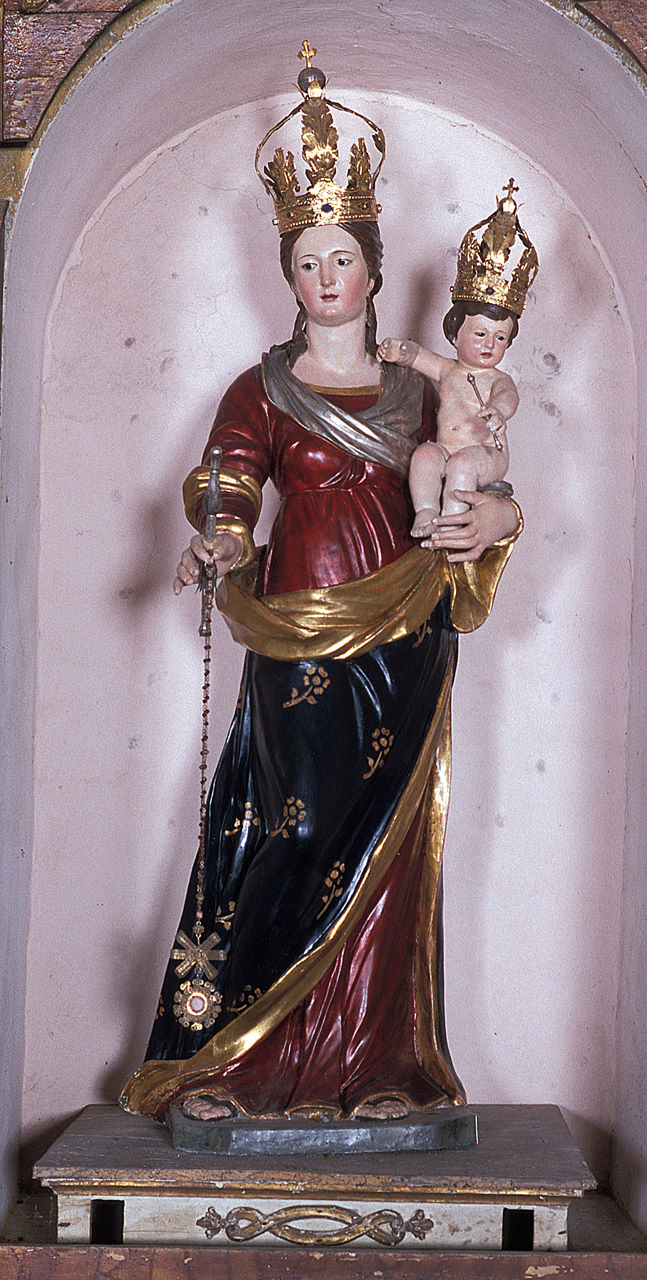Madonna del Rosario (scultura, elemento d'insieme) - bottega ferrarese (seconda metà sec. XVIII)
