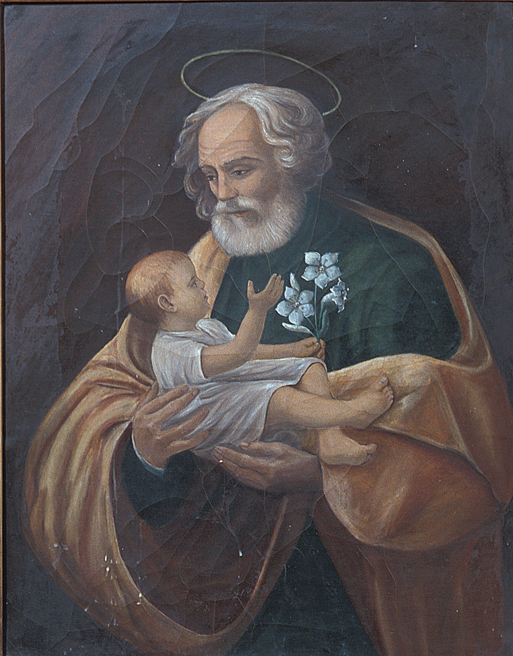 San Giuseppe e Gesù Bambino (dipinto, elemento d'insieme) - ambito ferrarese (seconda metà sec. XIX)