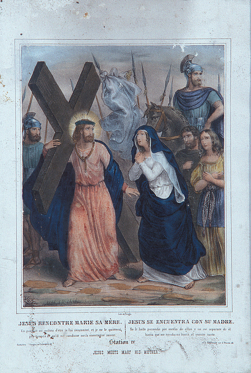 stazione IV: Gesù incontra la Madonna (stampa, elemento d'insieme) - ambito francese (seconda metà sec. XIX)