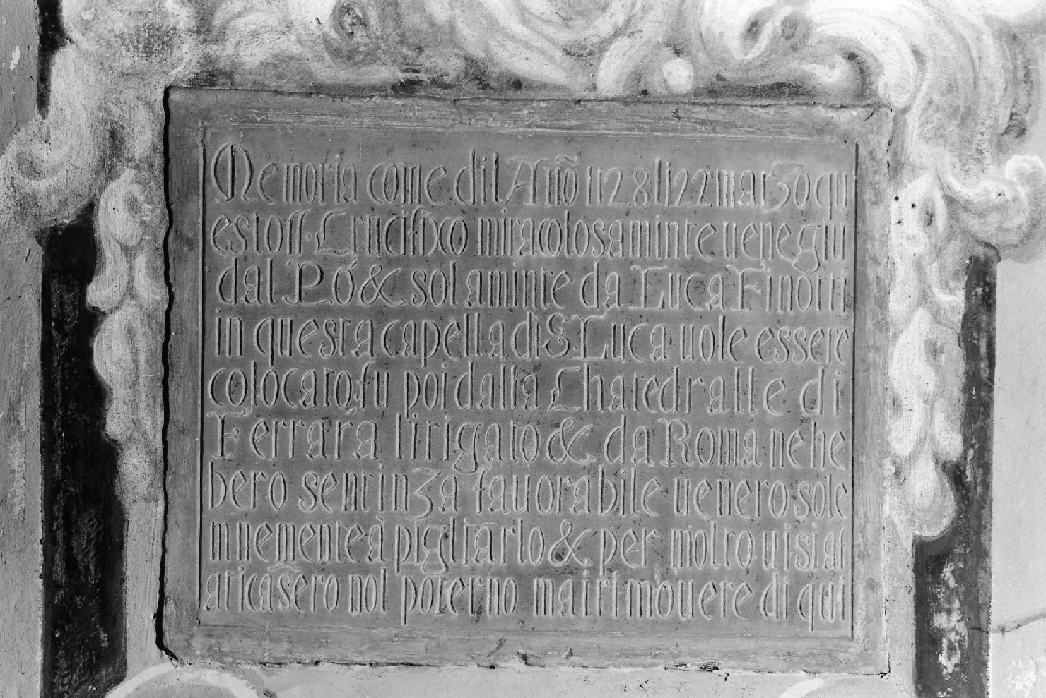 lapide celebrativa - ambito ferrarese (sec. XVIII)