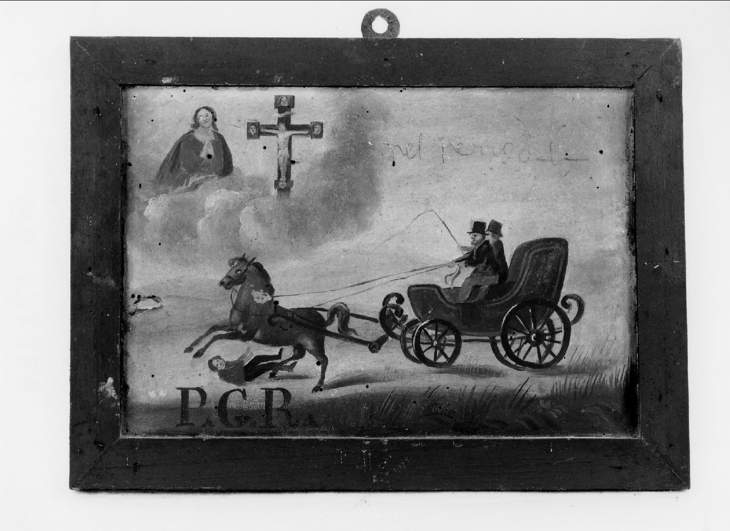 incidente in carrozza (ex voto dipinto) - ambito ferrarese (prima metà sec. XIX)