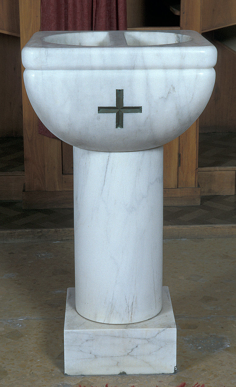 acquasantiera - a fusto, opera isolata - manifattura italiana (sec. XX)