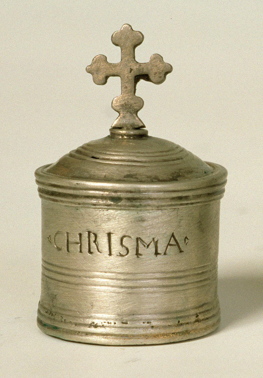 vasetti per oli santi, serie - manifattura veneziana (seconda metà sec. XVIII)