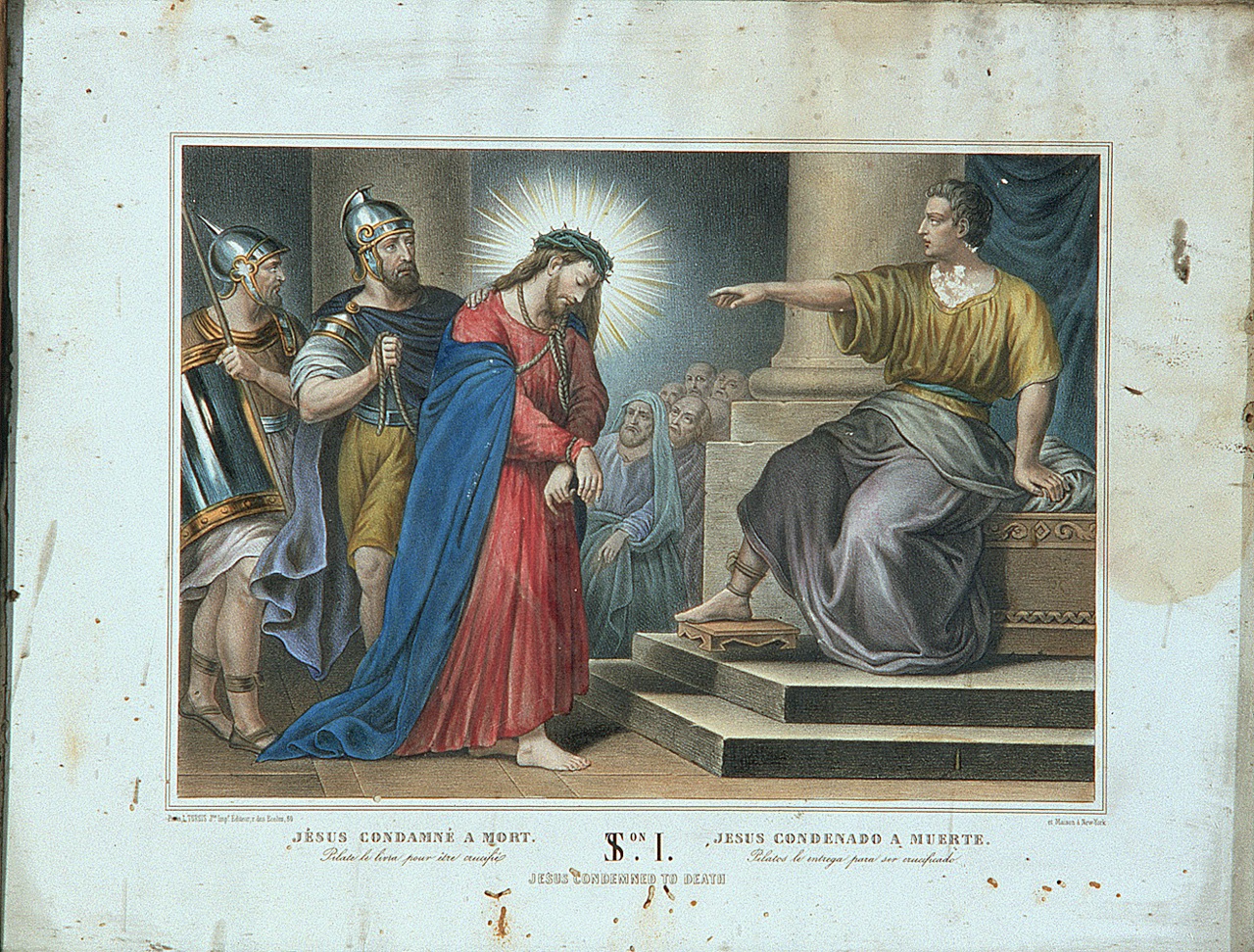 stazione I: Gesù condannato a morte (stampa, elemento d'insieme) - ambito francese (seconda metà sec. XIX)