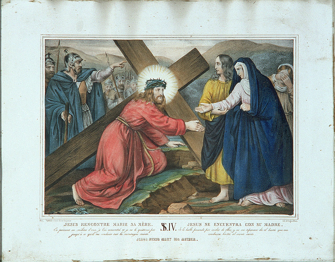 stazione IV: Gesù incontra la Madonna (stampa, elemento d'insieme) - ambito francese (seconda metà sec. XIX)