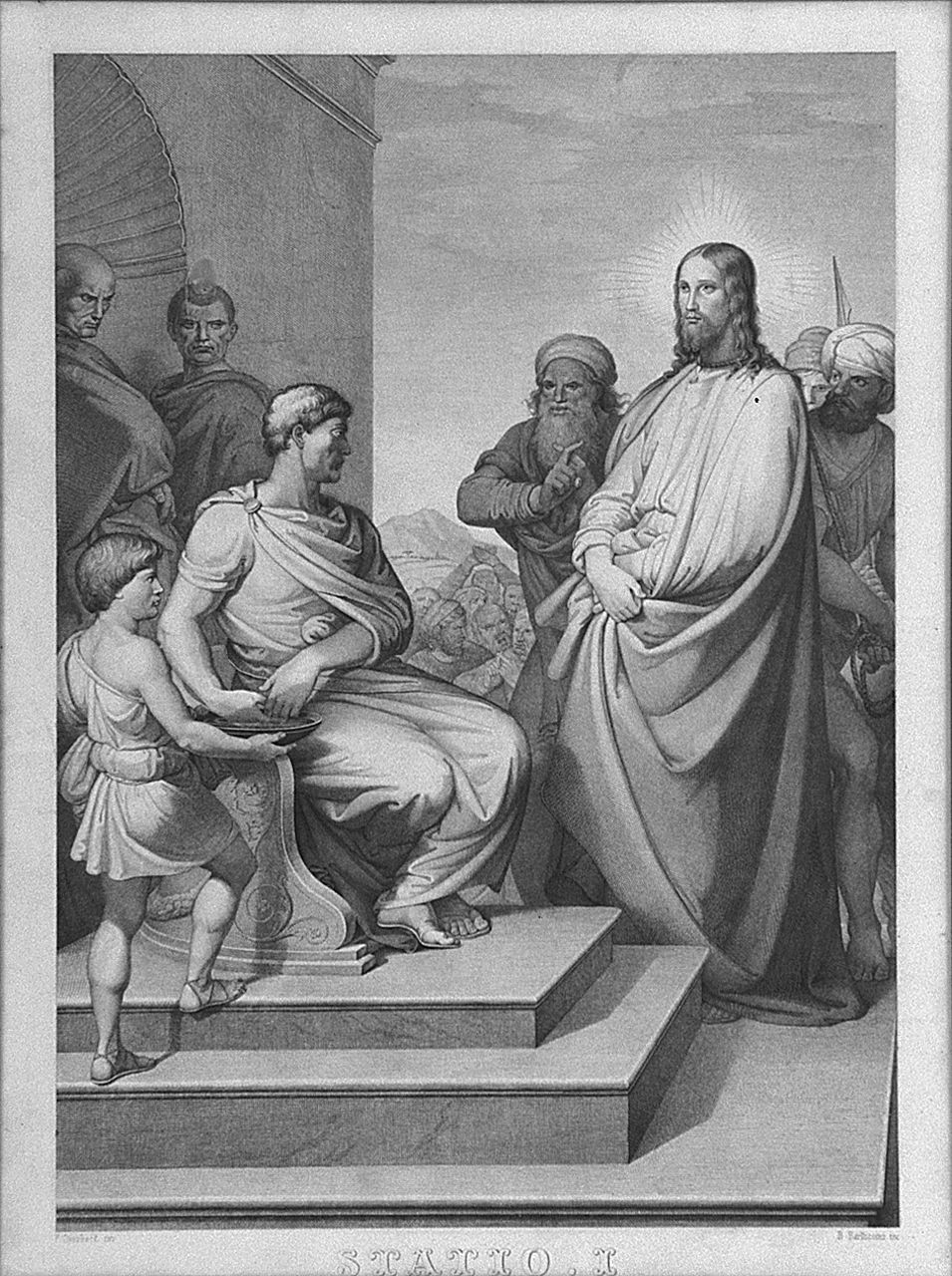 Gesù Cristo condannato a morte (Via Crucis I) (stampa, elemento d'insieme) - ambito emiliano (sec. XIX)