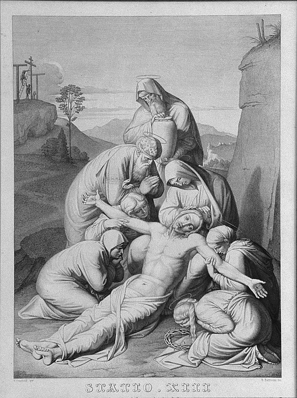 Gesù Cristo deposto dalla croce (Via Crucis XIII) (stampa, elemento d'insieme) - ambito emiliano (sec. XIX)