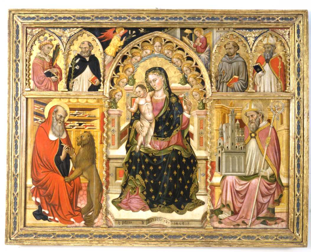 Madonna con Bambino in trono tra santi (polittico) di Lianori Pietro di Giovanni (sec. XV)