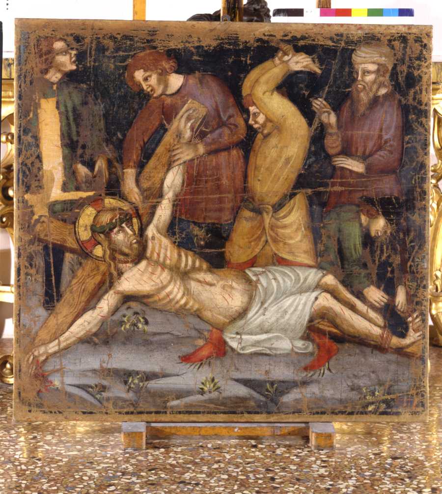Cristo crocifisso sulla croce vivente (dipinto, elemento d'insieme) - ambito emiliano (sec. XV)