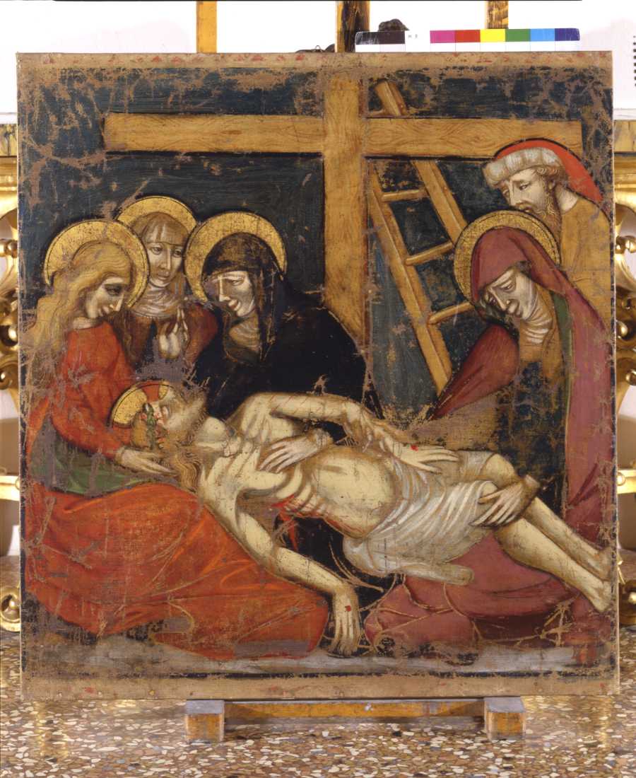 deposizione di Cristo dalla croce (dipinto, elemento d'insieme) - ambito emiliano (sec. XV)