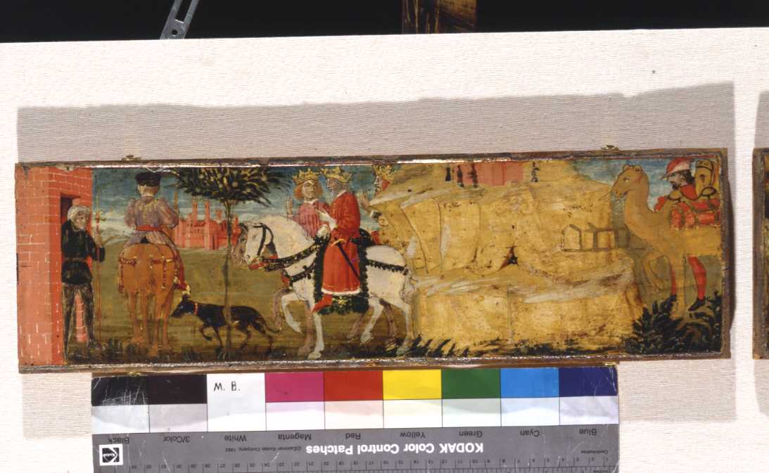 viaggio dei Re Magi a Betlemme guidati dalla stella (dipinto, elemento d'insieme) - ambito bolognese (sec. XV)