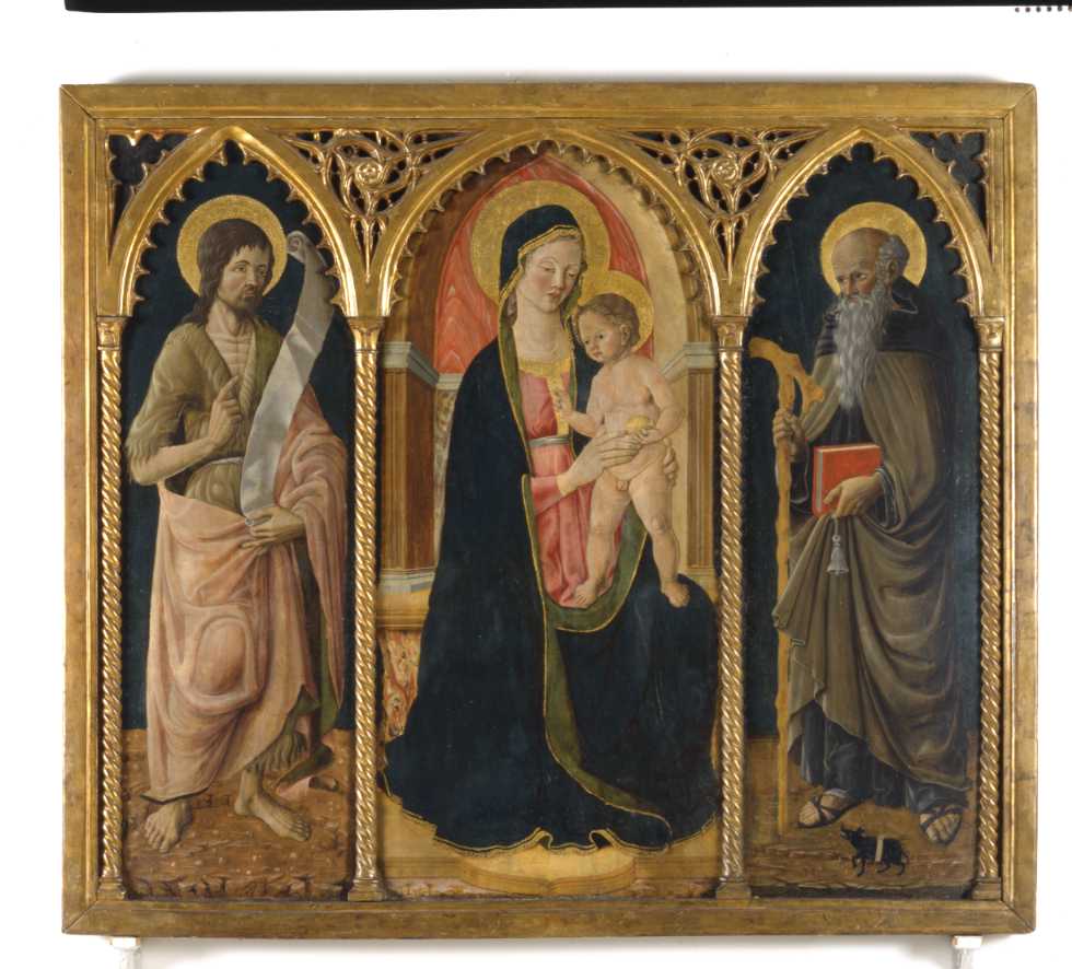 Madonna con Bambino in trono con San Giovanni Battista e Sant'Antonio Abate (trittico) di Cristoforo di Benedetto (sec. XV)
