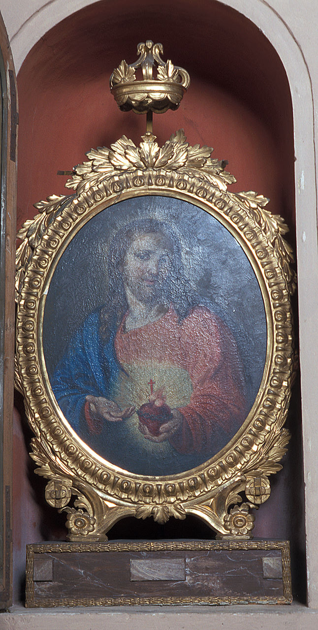 sottoquadro con tela raffigurante il Sacro Cuore di Gesù (cornice, elemento d'insieme) - bottega ferrarese (ultimo quarto sec. XVIII)