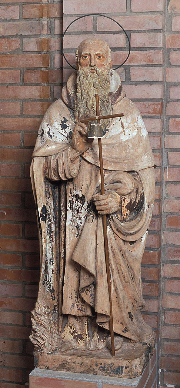 Sant'Antonio abate (statua, opera isolata) - ambito ferrarese (sec. XVII)