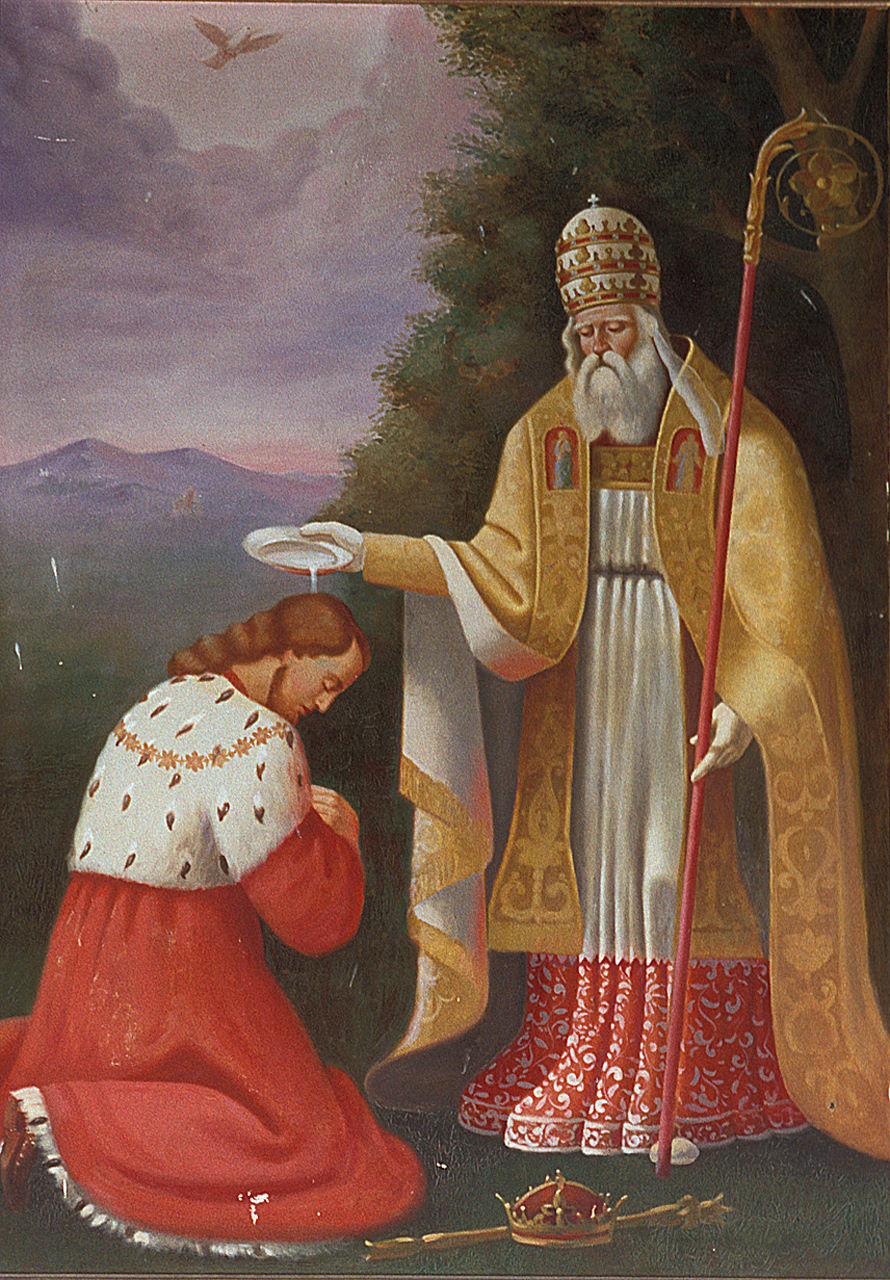 San Silvestro battezza l'imperatore Costantino (dipinto, opera isolata) - ambito emiliano (primo quarto sec. XX)