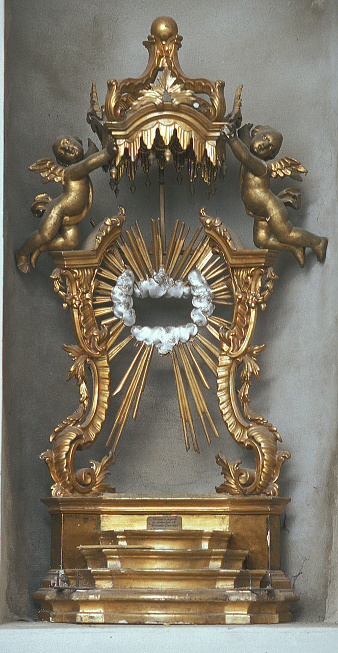 tronetto per esposizione eucaristica, opera isolata - bottega ferrarese (seconda metà sec. XVIII)