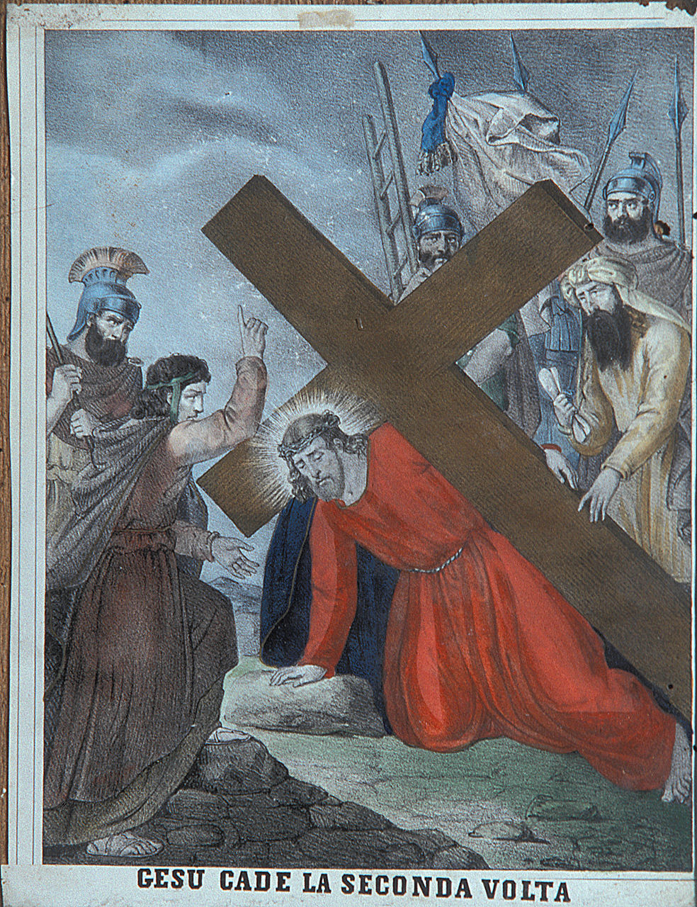 Gesù Cristo cade la seconda volta (Via Crucis VII) (stampa, elemento d'insieme) - bottega italiana (sec. XIX)