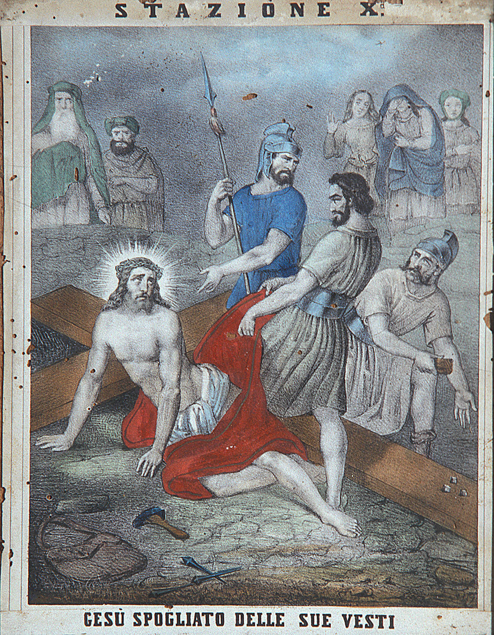 Gesù Cristo spogliato e abbeverato di fiele (Via Crucis X) (stampa, elemento d'insieme) - bottega italiana (sec. XIX)