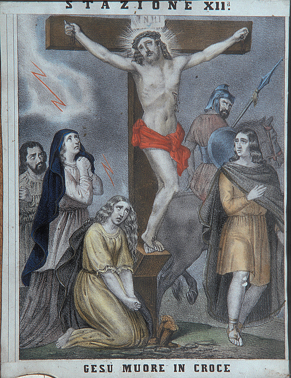 Gesù Cristo morto in croce (Via Crucis XII) (stampa, elemento d'insieme) - bottega italiana (sec. XIX)