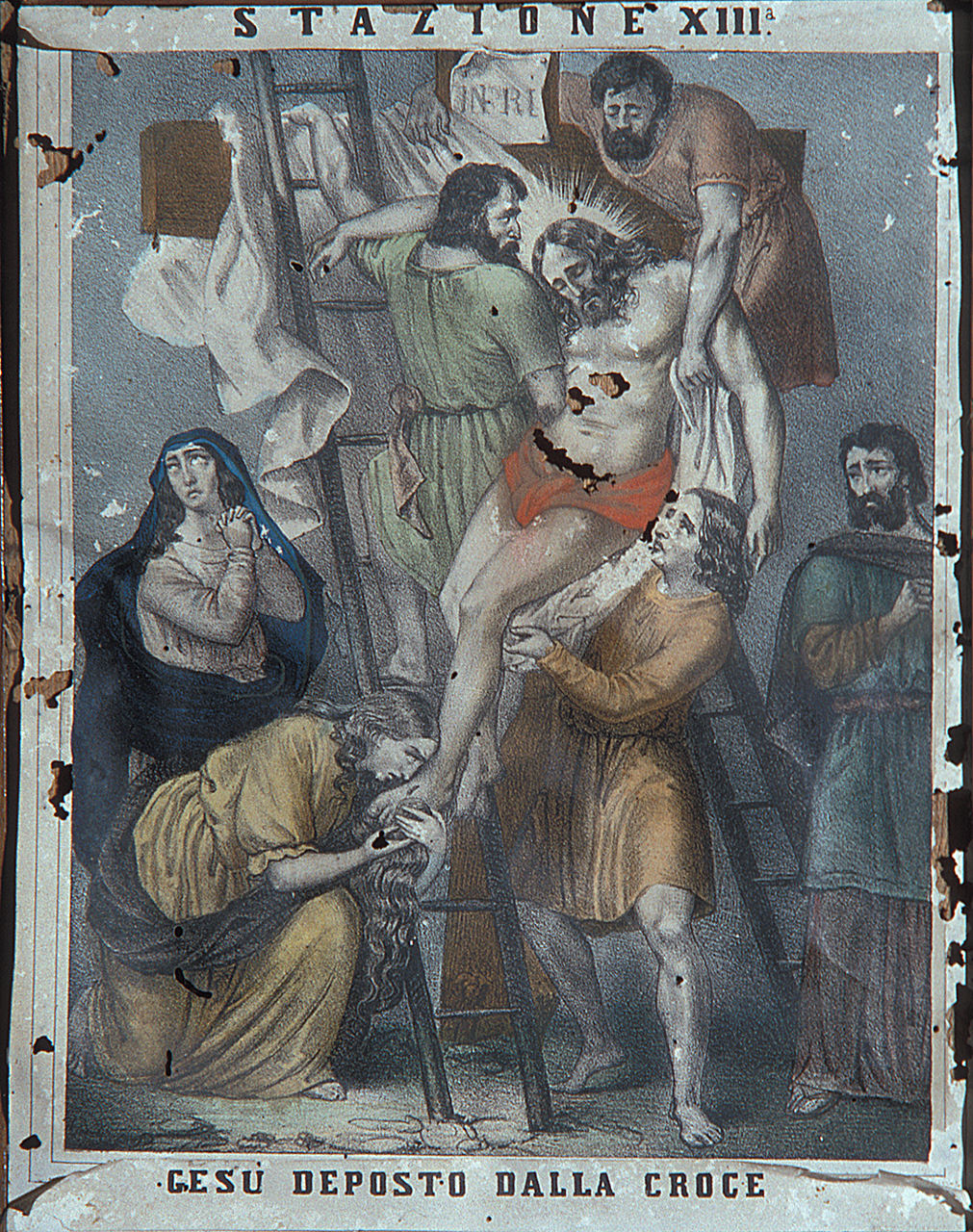 Gesù Cristo deposto dalla croce (Via Crucis XIII) (stampa, elemento d'insieme) - bottega italiana (sec. XIX)
