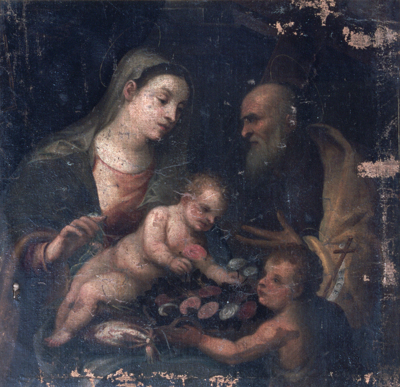 Sacra famiglia con San Giovannino (dipinto, opera isolata) - ambito veneto (primo quarto sec. XVII)