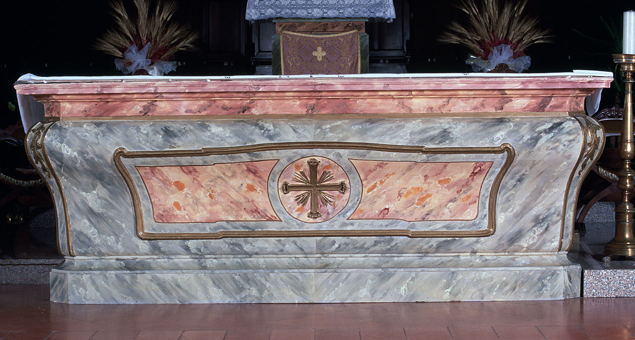 altare maggiore, elemento d'insieme - bottega ferrarese (seconda metà sec. XVIII)