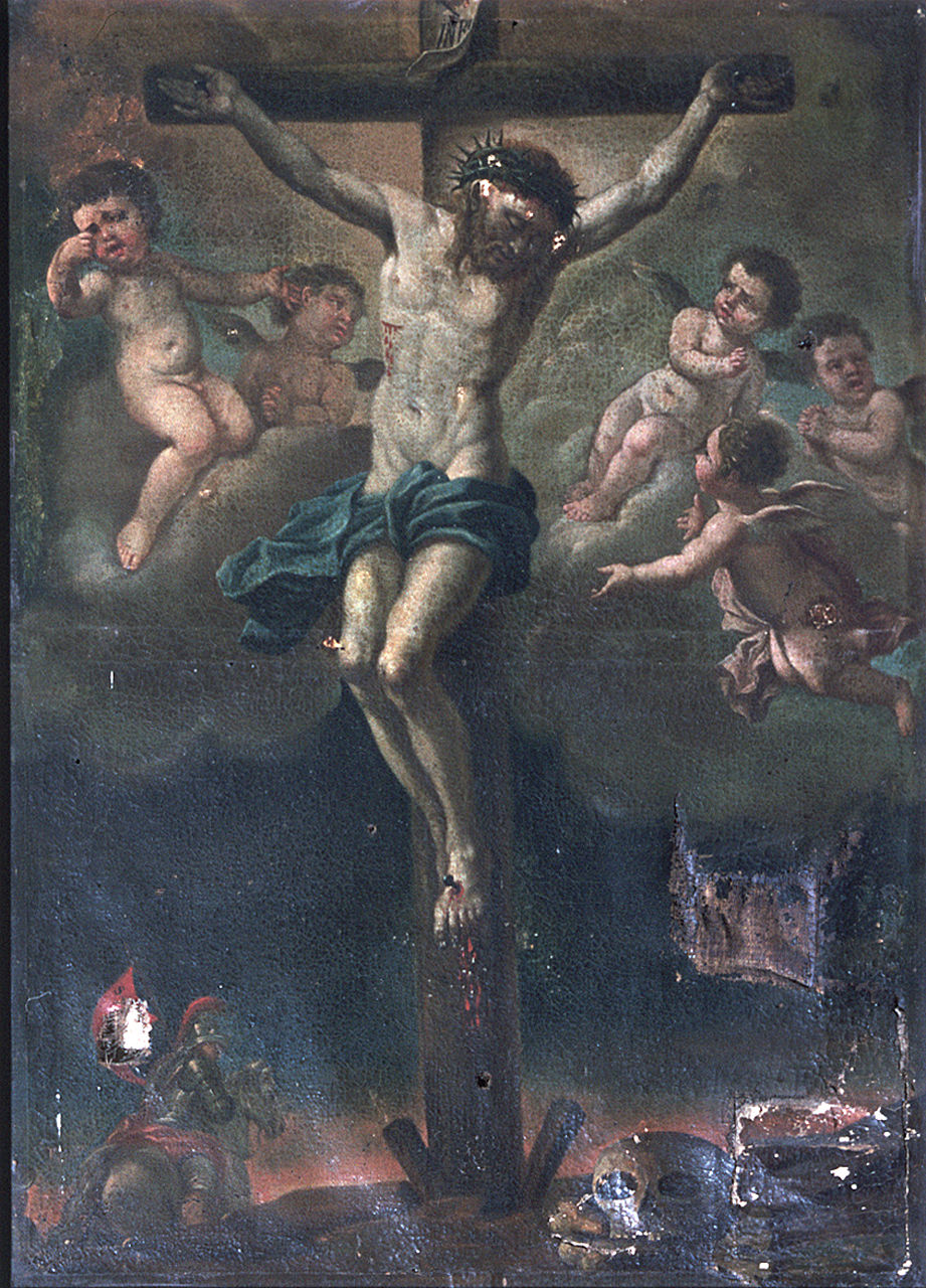 Gesù Cristo crocifisso (dipinto, elemento d'insieme) - ambito ferrarese (seconda metà sec. XVII)