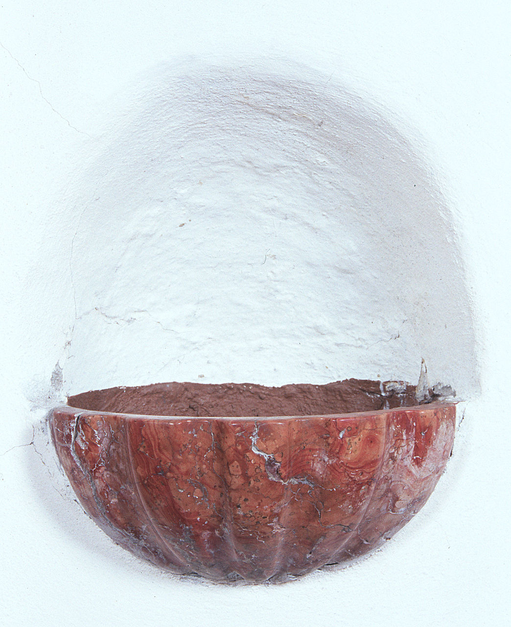 acquasantiera da parete, serie - bottega ferrarese (ultimo quarto sec. XVIII)