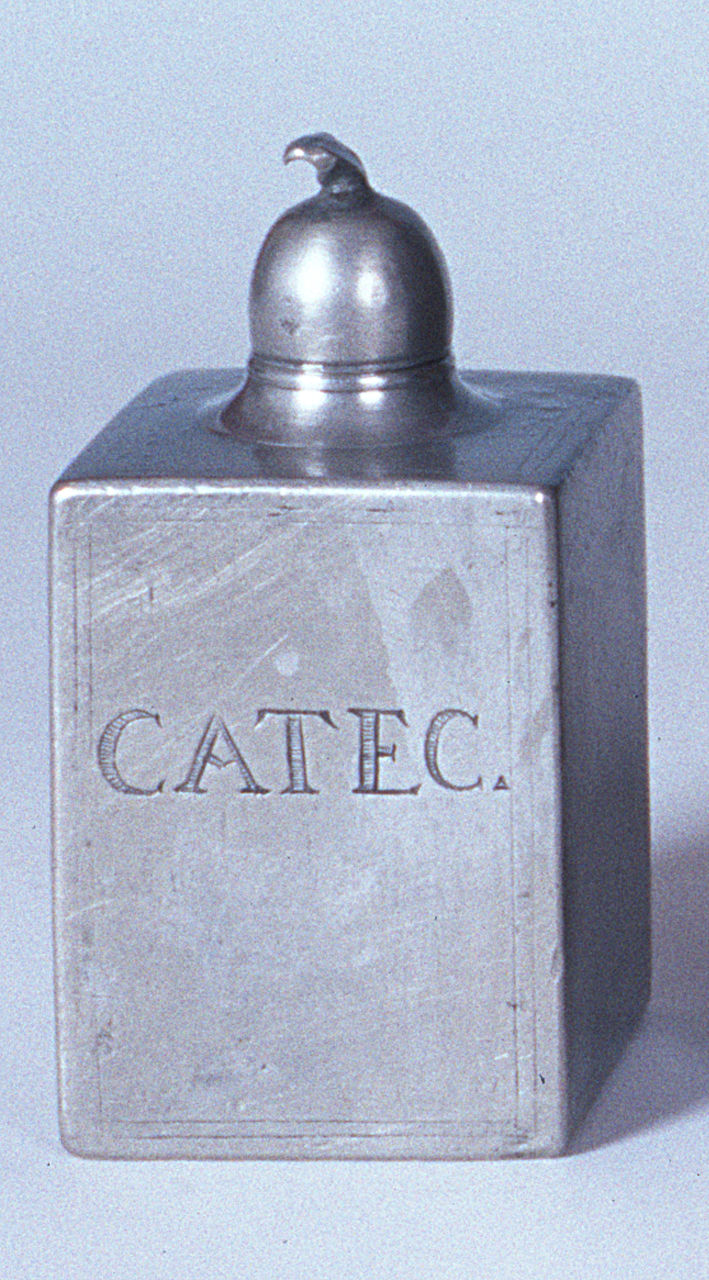 vasetto per oli santi, serie - bottega ferrarese (prima metà sec. XIX)