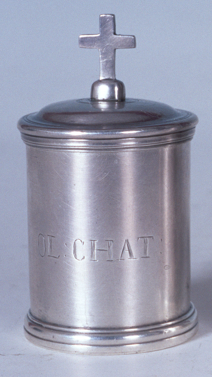 vasetto per oli santi, serie - bottega romana (sec. XVIII)