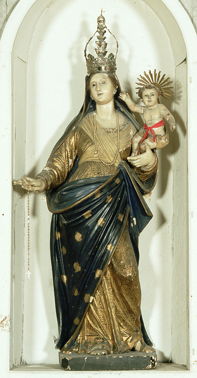 Madonna del rosario (statua, elemento d'insieme) - bottega ferrarese (inizio sec. XIX)