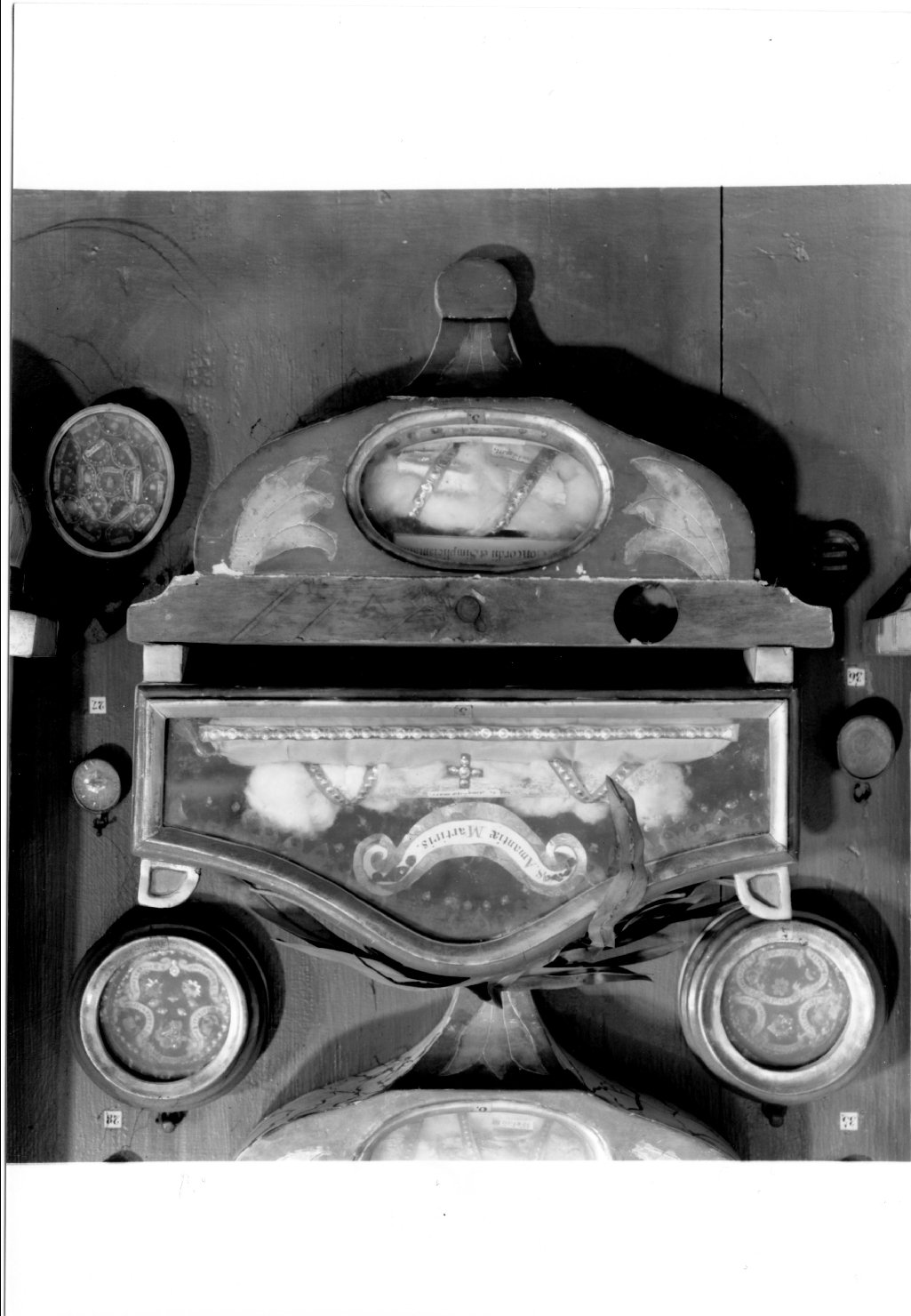 reliquiario a teca - a urna, elemento d'insieme - manifattura ferrarese (primo quarto sec. XIX)