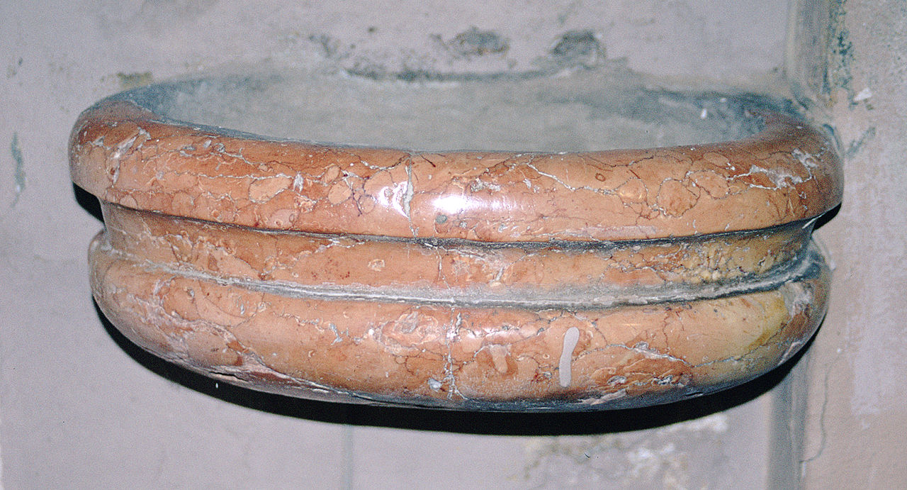 acquasantiera da parete - ambito ferrarese (sec. XIX)