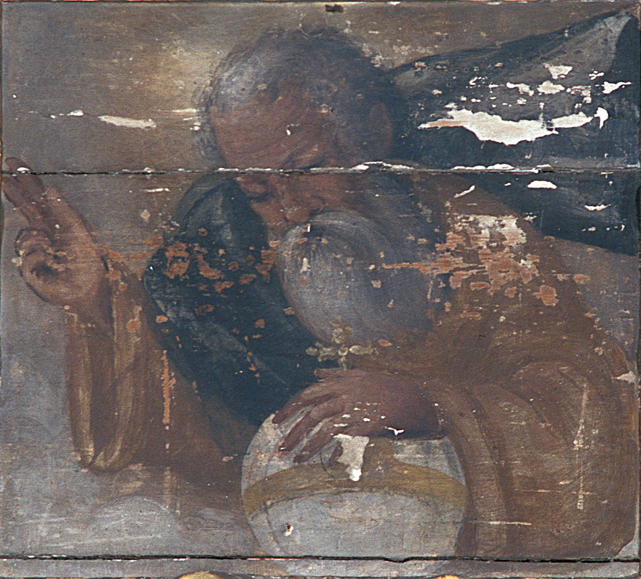 Dio Padre benedicente (dipinto, elemento d'insieme) - ambito ferrarese (metà sec. XVII)