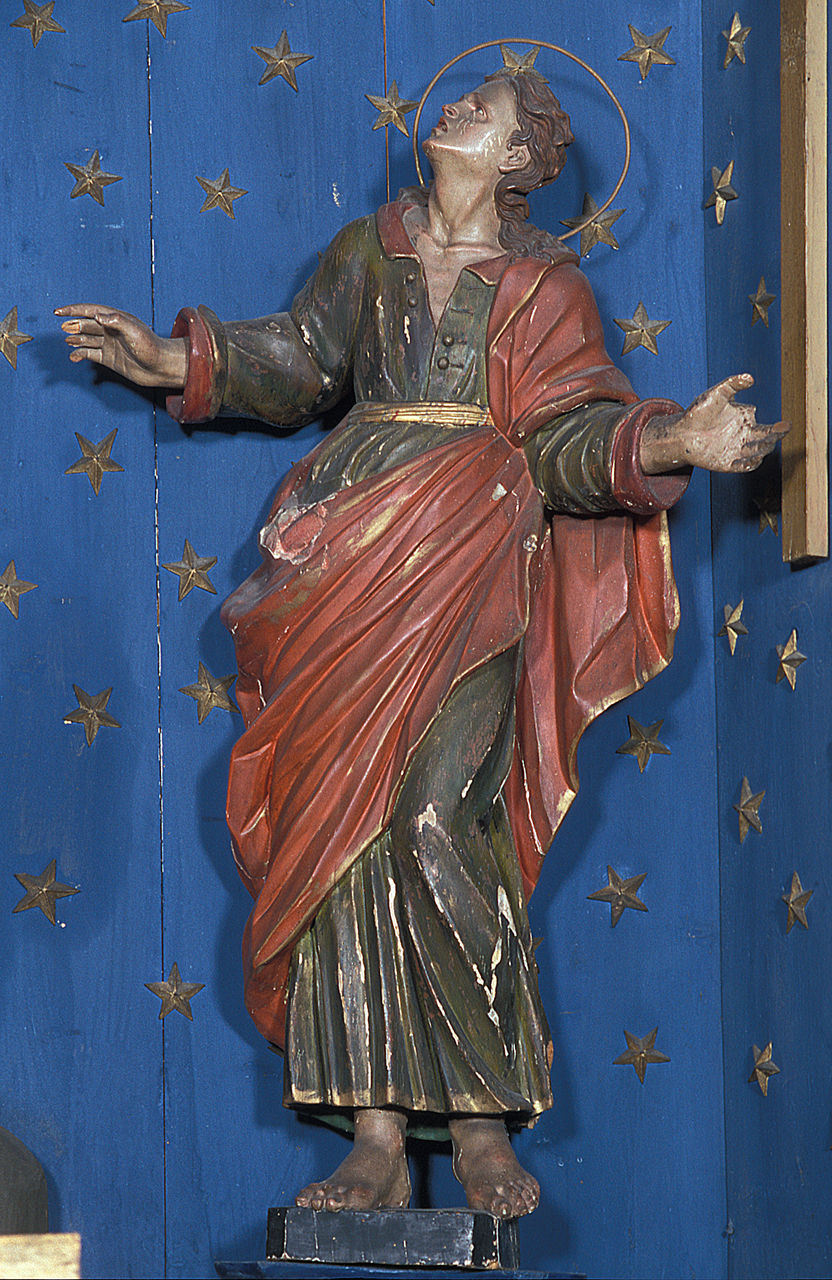 San Giovanni Evangelista (statua, elemento d'insieme) - bottega ferrarese (prima metà sec. XVII)