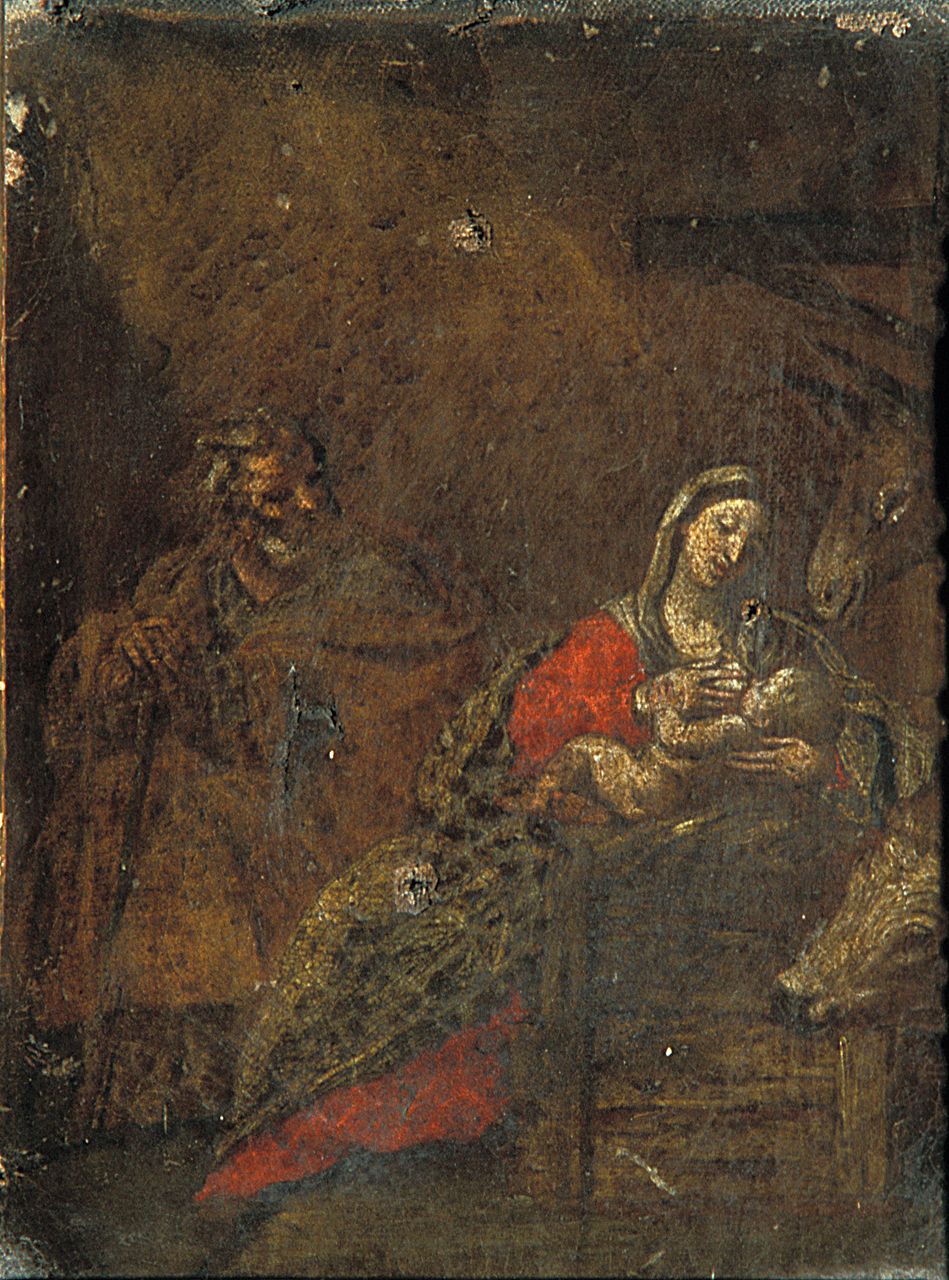 natività di Gesù (dipinto, elemento d'insieme) di Scarsella Ippolito detto Scarsellino (fine sec. XVI)
