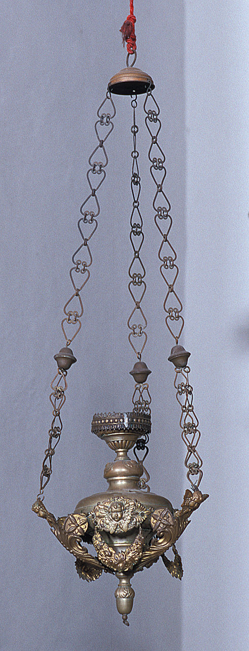 lampada pensile, coppia - bottega italiana (primo quarto sec. XX)