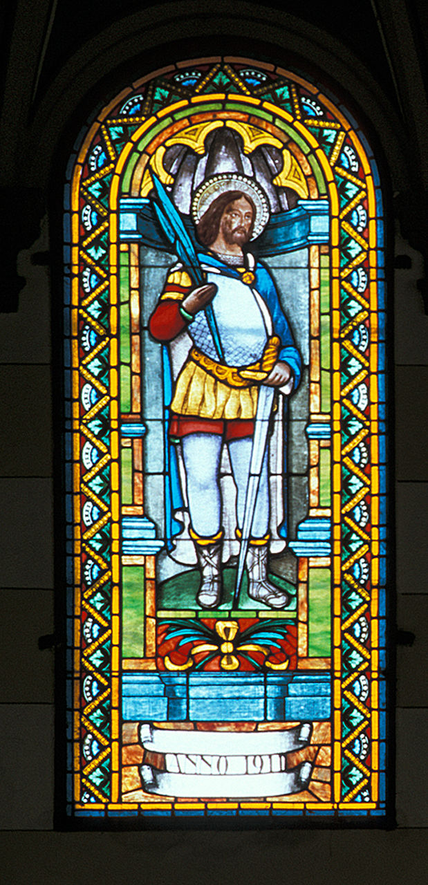 San Giorgio (vetrata, elemento d'insieme) di Fabbi U (sec. XX)