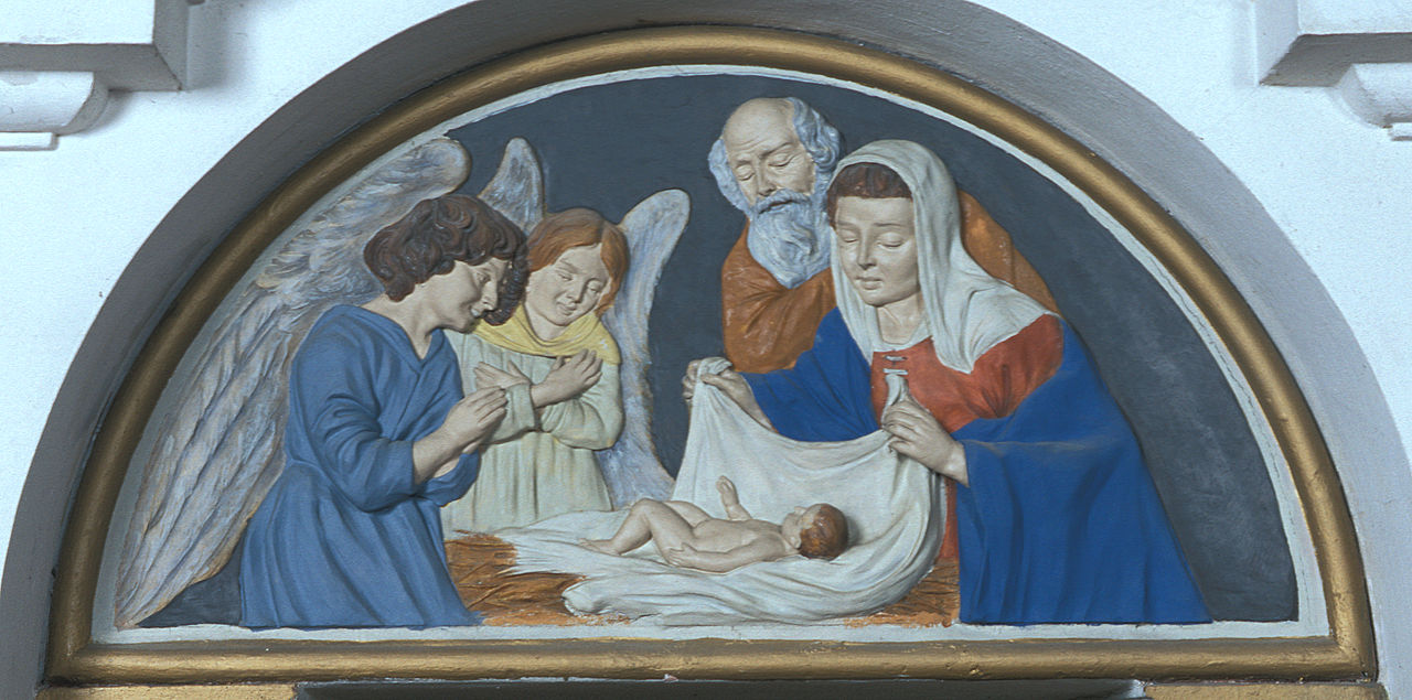 Natività di Gesù (lunetta, elemento d'insieme) di Longanesi Gianbattista (sec. XX)