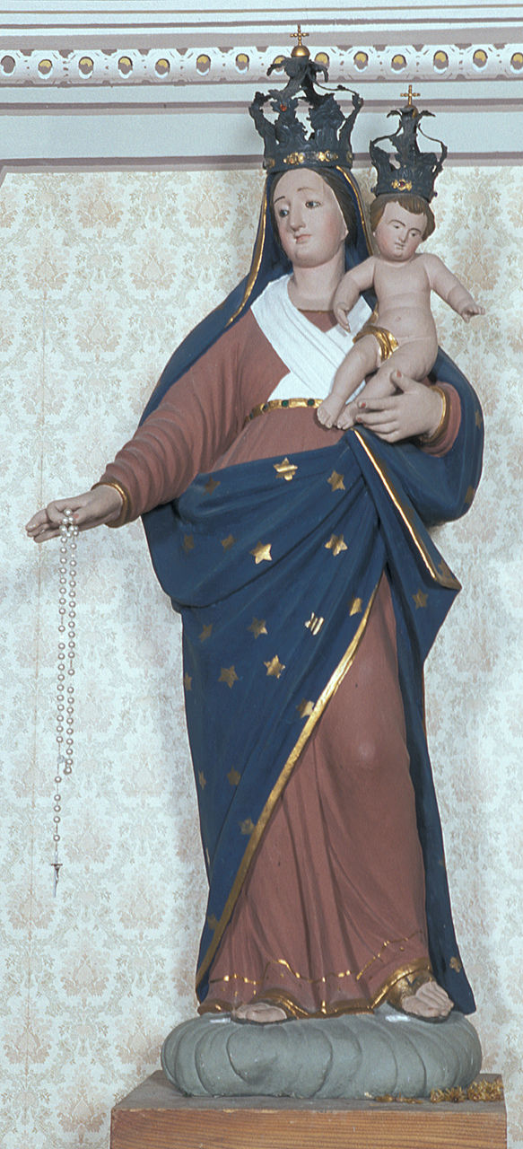 Madonna del rosario (statua, elemento d'insieme) - ambito ferrarese (secc. XVIII/ XIX)