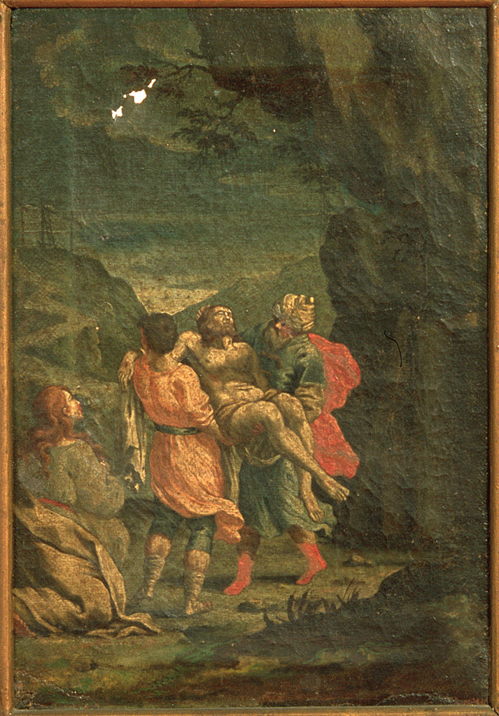 Gesù Cristo consola le donne di Gerusalemme (Via Crucis VIII) (dipinto, elemento d'insieme) - ambito ferrarese (sec. XVIII)