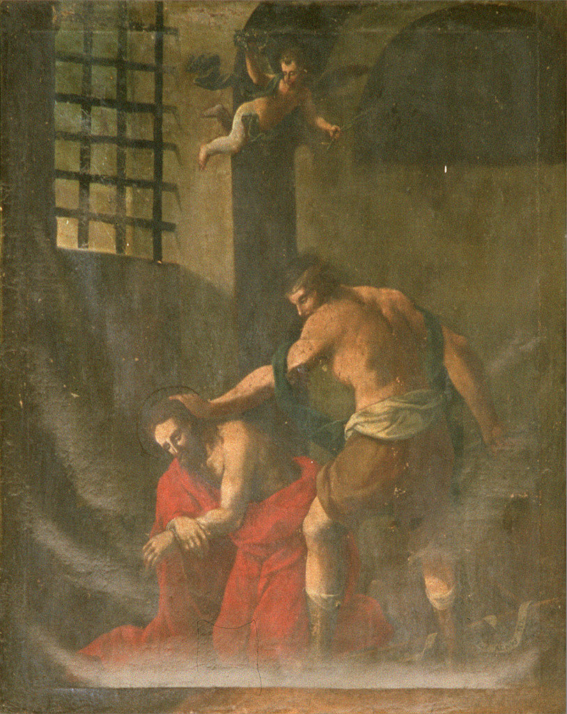 Decapitazione di San Giovanni Battista (dipinto, elemento d'insieme) - ambito ferrarese (sec. XVIII)