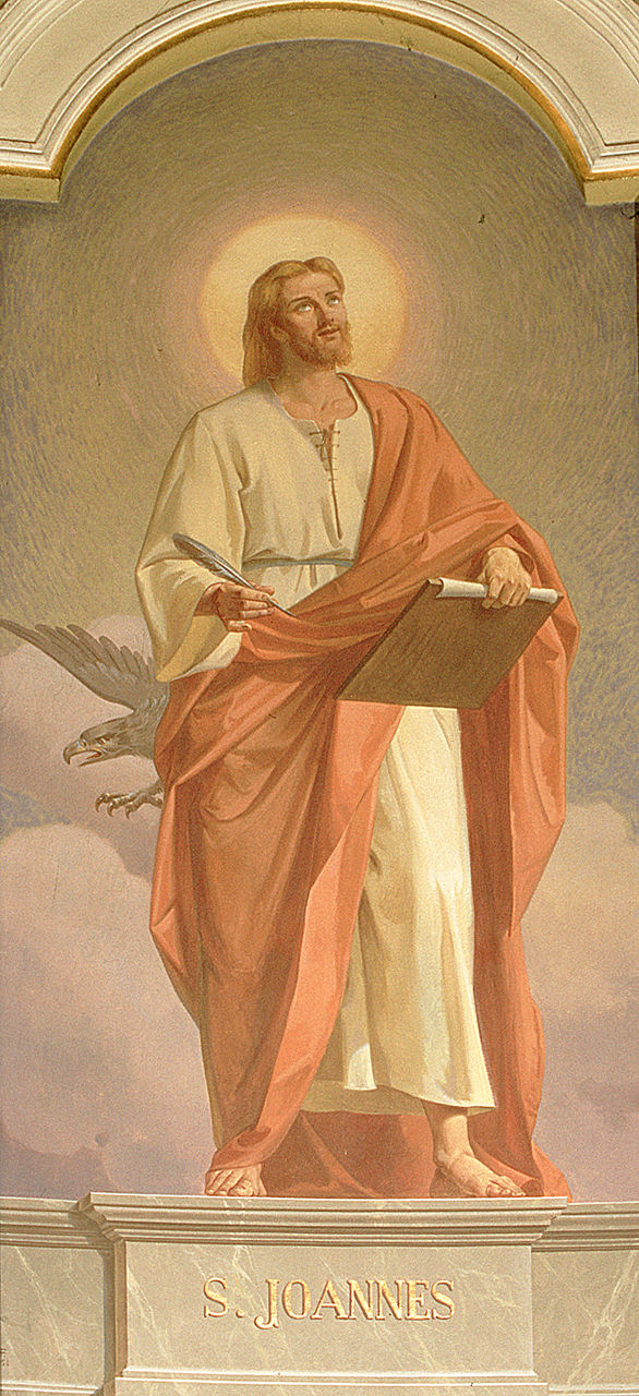 San Giovanni Evangelista (dipinto, elemento d'insieme) di Favaro Pietro, Campanati Daniele (sec. XX)